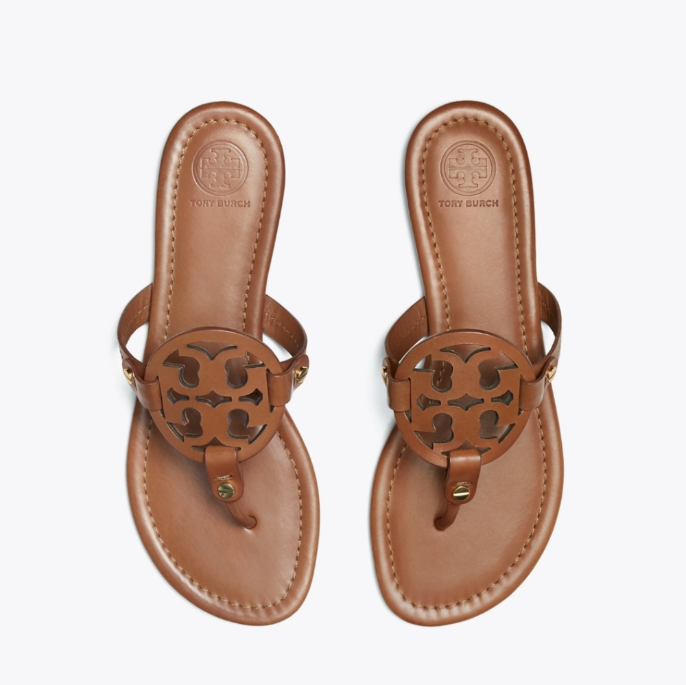 🧡 TORY BURCH MILLER SANDAL Brown  Vachetta Sz 9